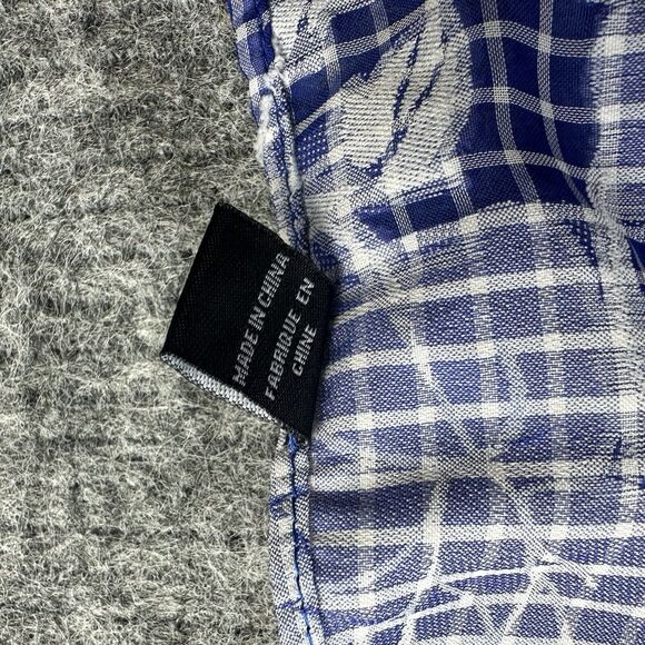 ANTHROPOLOGIE Kaftan Blouse Woman One Size Blue Floral Tie Front Flowy Sheer - Picture 7 of 13